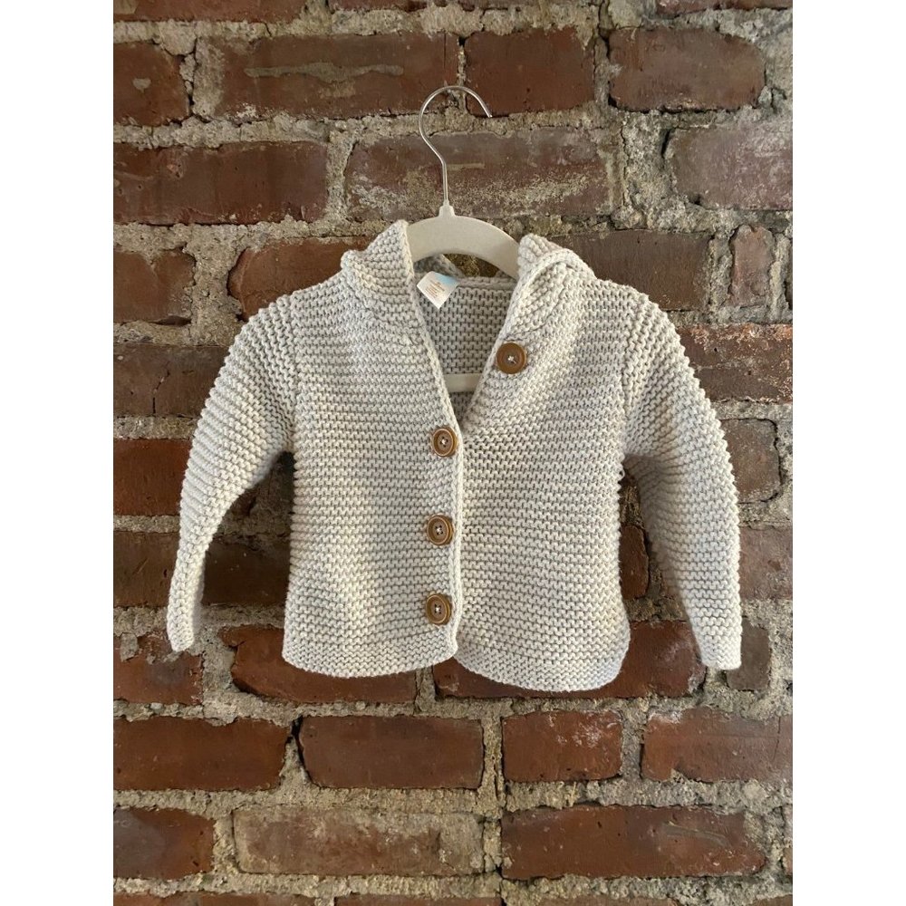 Stem Chunky Knit Hooded Sweater Cream 6M